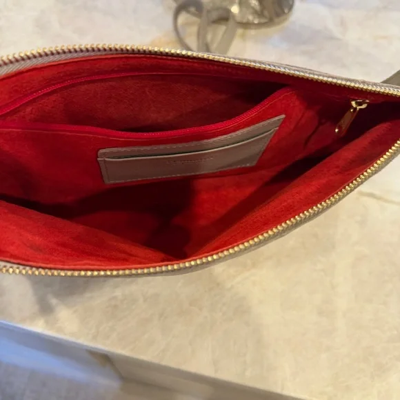 Hammitt Grey Crossbody/Adjustable with Gold Stud Accents and Red Interior - Picture 4 of 5